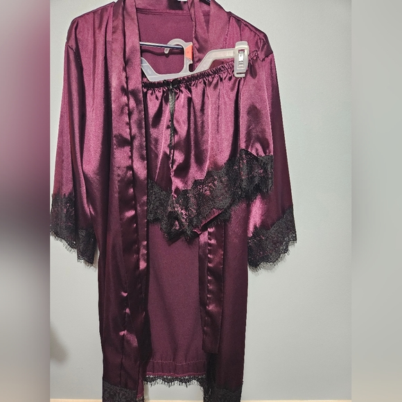 2 PC Silky Satin Sexy Intimate Set Robe & Bottoms Size XL - Picture 2 of 10